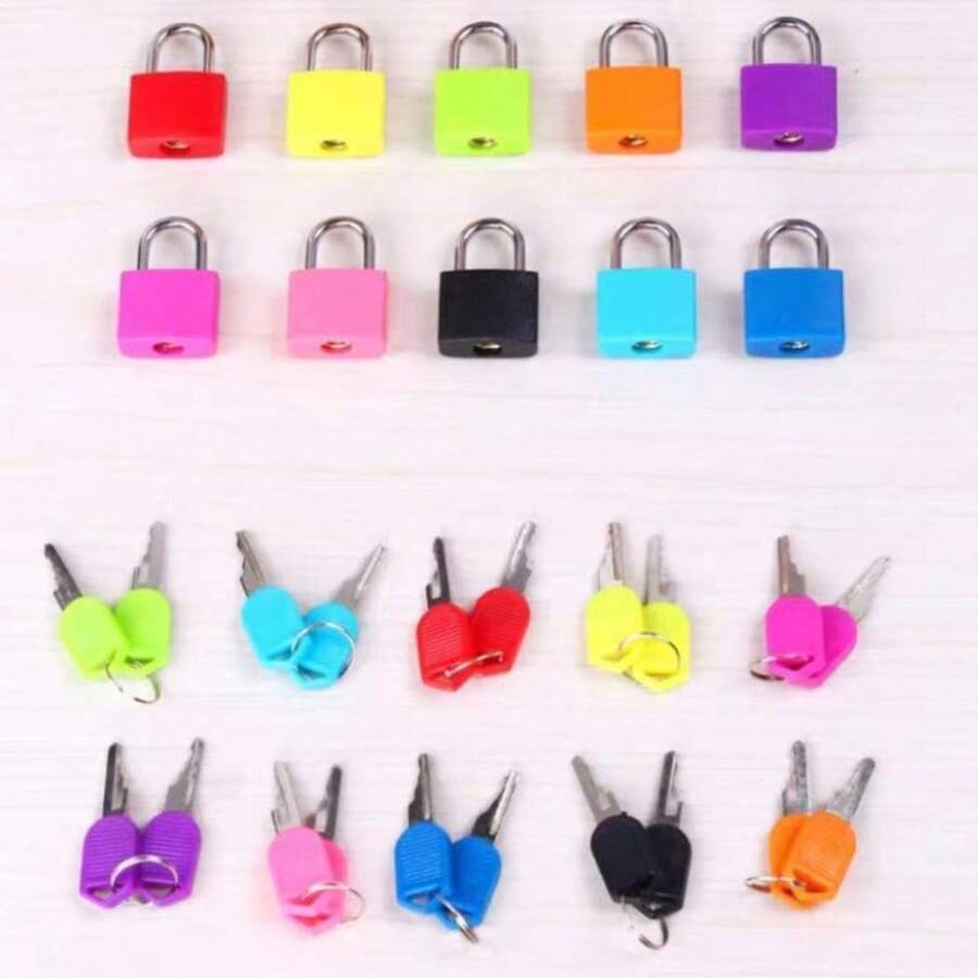 Set de 3/8 candados compactos de plástico coloridos con llaves. Candados pequeños con llave para equipaje, diseño cuadrado multicolor moderno, ideal para taquillas, pequeños almacenamientos y proyectos DIY durante todo el año.