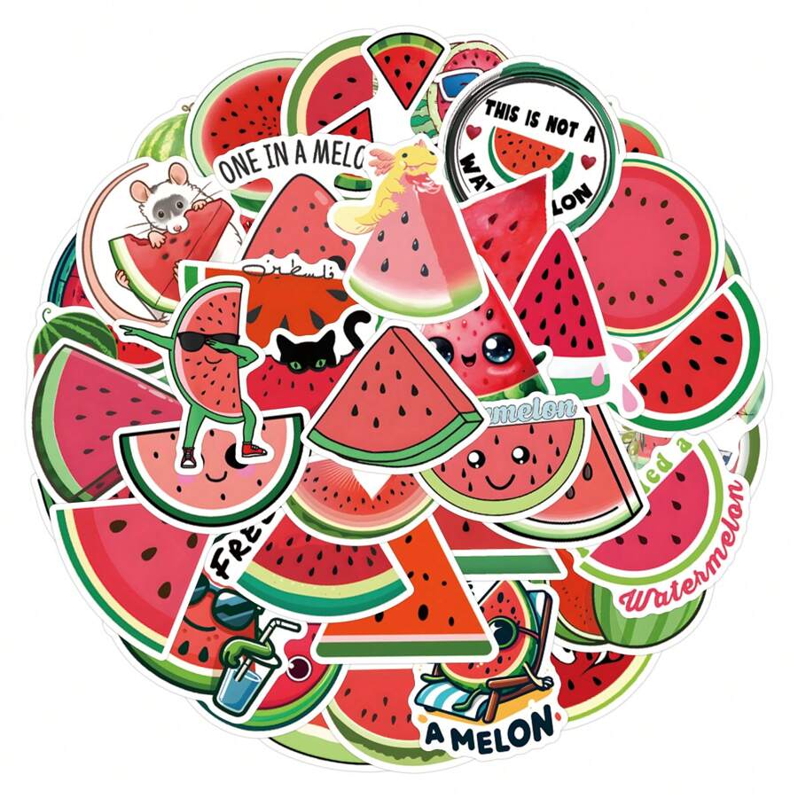 55Pcs Watermelon Stickers Vinyl Aesthetics Motivational Stickers Scrapbook, Journaling, Laptop, Bumper, Skateboard, Water Bottles, Computer, Phone, Cartoon, Hard Hat, Car Stickers