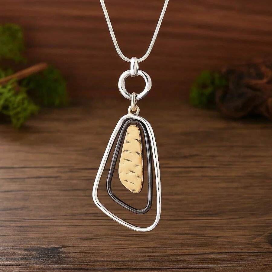 1 pieza Collar de moda, Colgante geométrico, Colgante hueco, Collar bohemio, Joyería de moda, Joyería navideña, Regalo de Navidad, Regalo de cumpleaños, Regalo del Día de la Madre, Regalo festivo, Regalo para la mamá, Regalo para la novia