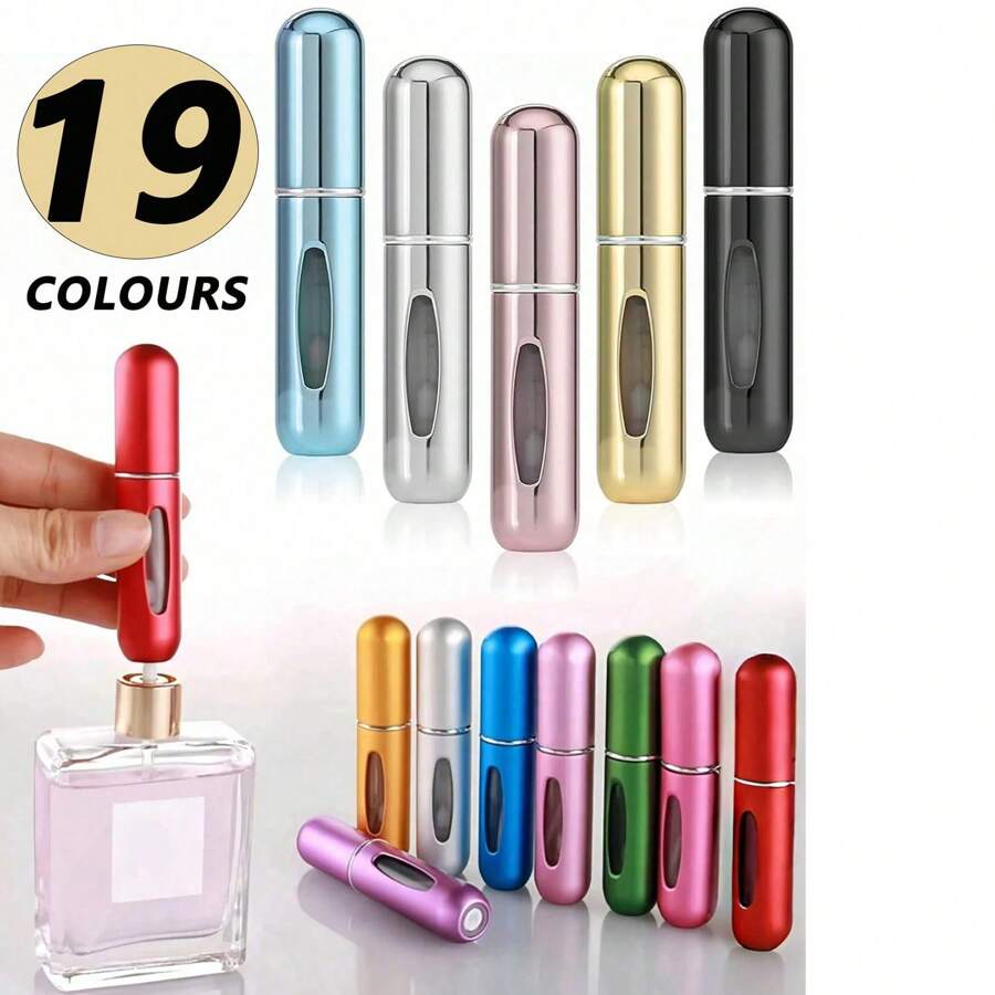 10pcs 5ml Refillable Perfume Bottles, Valentine's Day Gift, Reusable Travel Sized Mini Fragrance Bottles, Portable Spray Containers, Assorted Colors, Travel Essentials For Beach, Holiday, Back To School