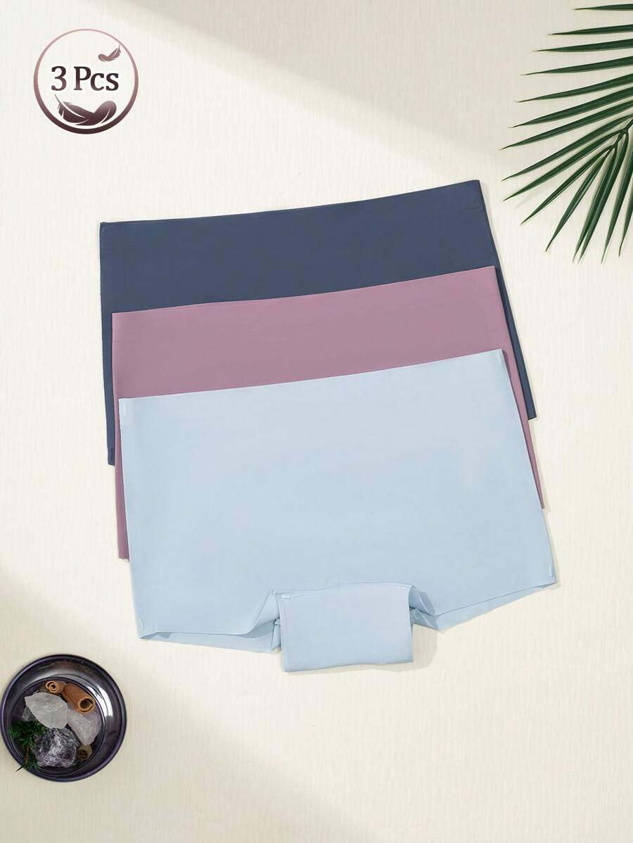3pcs Women Soft & Comfortable Seamless Bikini Panties, Snug Fit And Non-Visible Under Clothes, Suitable For Yoga And Sports