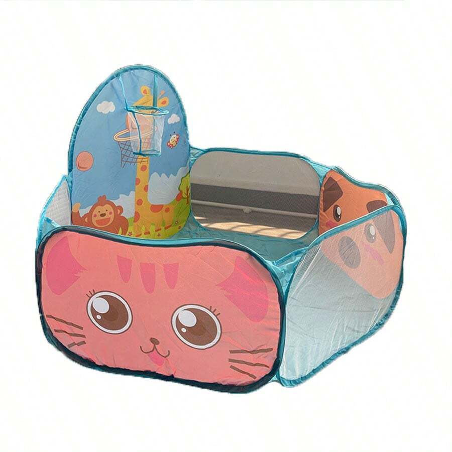 Tienda de campaña con forma de balón hexagonal de jirafa azul, carpa de piscina de pelotas de fácil apertura para niños y niñas, tienda de piscina de pelotas con aro de baloncesto, juego portátil para la playa o el patio, mejor regalo para las vacaciones