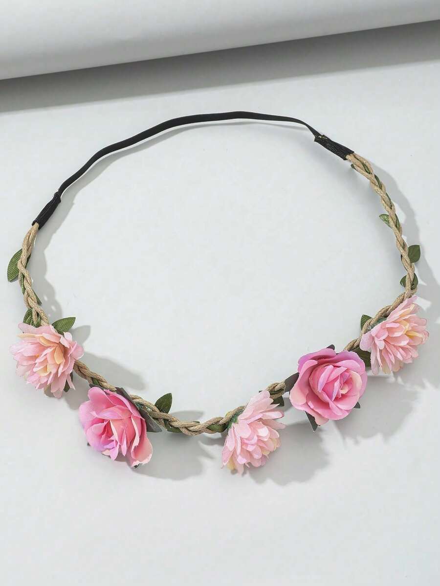 1 Peça Faixa de Cabeça Boêmia de Poliéster com Estampa Floral, Coroa de Decoração Floral, Adequada para Tiara de Todas as Estações, Guirlanda de Cabelo, Circlet de Cabelo