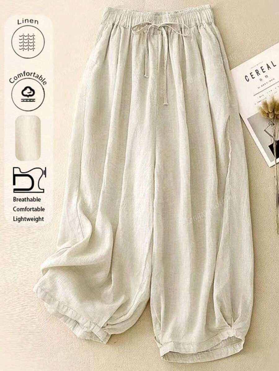 Pantalones de linterna de viaje casual y cotidiana para mujer, ligeros y transpirables para una cómoda circulación, con un excelente caída, perfectos para los pantalones de lino de verano de las mujeres, ideales para la ropa de verano de las mujeres.