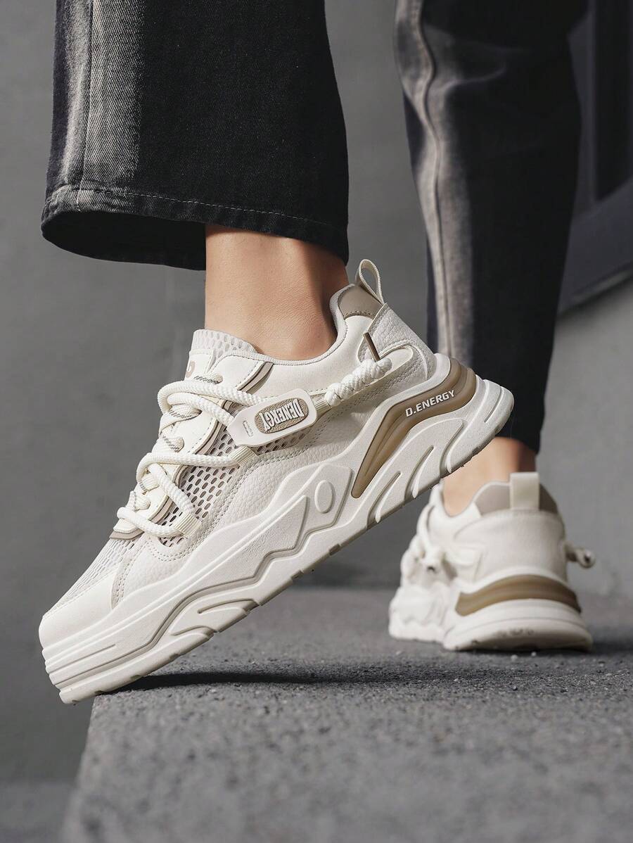 Zapatillas casuales de verano para hombres, diseño especial, de suela gruesa, transpirables, versátiles, con diseño atlético y deportivo, suela gruesa, aumentan la altura, duraderas, livianas, estilo retro robusto, para gimnasio