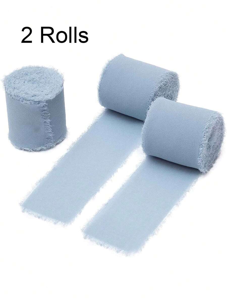 1/2 rollos 6 yardas de cinta de gasa con borlas hecha a mano, Set de cintas de 3,81 cm x 7 yardas para invitaciones de boda, ramos de novia, envoltura de regalos, manualidades DIY