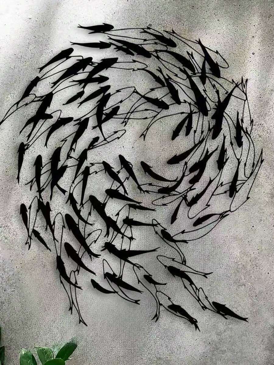 1 pièce Sculpture murale en métal décorative en forme de poisson - Décoration côtière contemporaine, thème animalier, sans électricité, ornement suspendu élégant