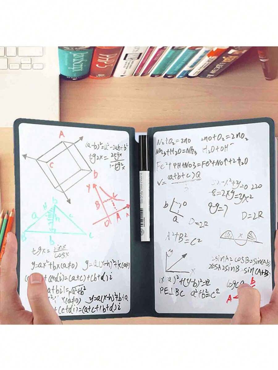 1pc A5 Reusable Whiteboard Notebook Leather Memo Free Whiteboard Pen Erasing Cloth Weekly Planner Portable Stylish Office Notebooks Back To School