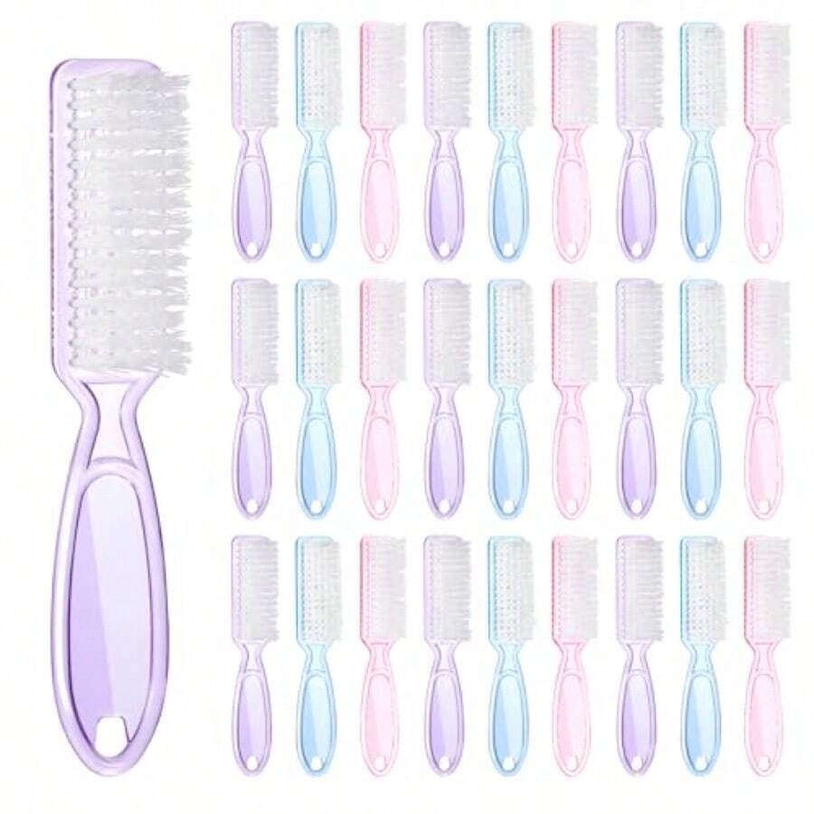 30 PCS Nail Scrubber Brush Handle Grip Nail Brushes For Cleaning Fingernails Toenails Finger Nail Brush Set For Cuticle Manicure Pedicure Women Men Home Salon