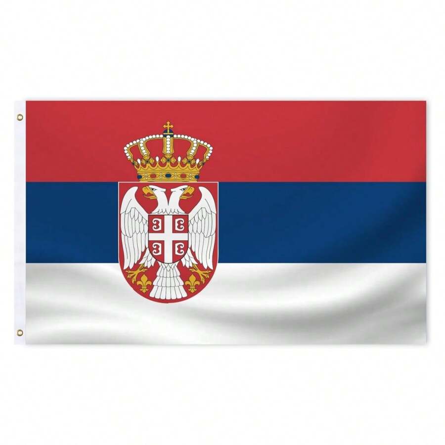 1 pieza Bandera de Serbia impresa a doble cara con ojales, material de poliéster, color vívido y resistente a los rayos UV, bandera nacional de Serbia, decoración para el hogar, exteriores y festividades