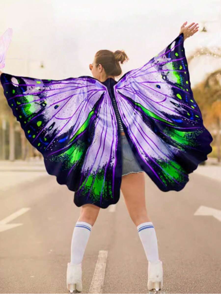 1 Stück/Themen Festival Party Erwachsene Schmetterling Flügel Umhang Schal Farbverlauf Fairy Kostüm Requisiten, geeignet für verschiedene Cosplay Bühnenaktivitäten Kostüme Halloween
