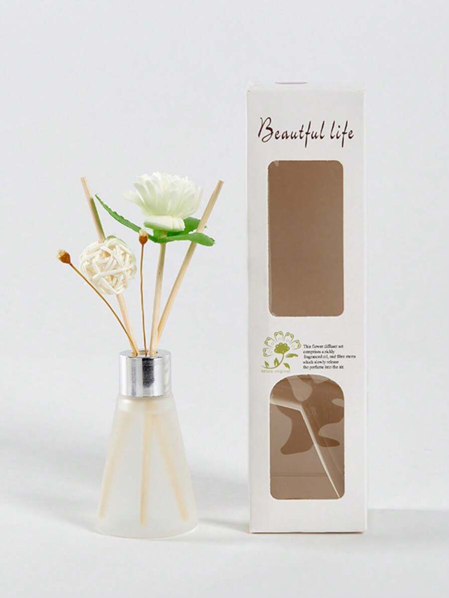 1pc 50ml/1.69floz Transparent Frosted BottleFlameless Essential Oil Diffuser, Lavender Aromatherapy Essential Oil Set,Home & Bedroom Air Freshener Decorative Aromatherapy Gifts Birthday Graduation(Aromatherapy Sticks Are Random In Quantity)