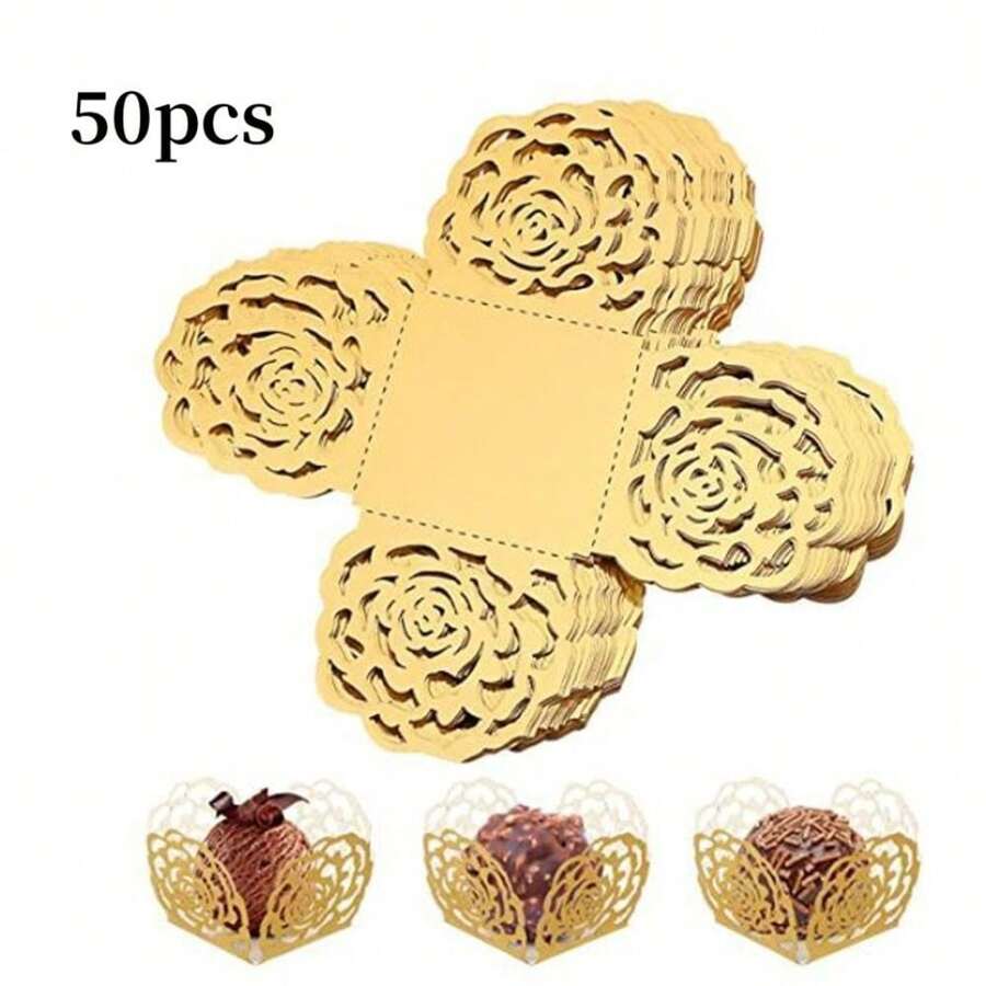 50 pezzi Vassoi separatori per confezioni di cioccolato in carta, porta cioccolatini con fori, pirottini per muffin in carta per decorazioni di matrimoni e feste, dolci