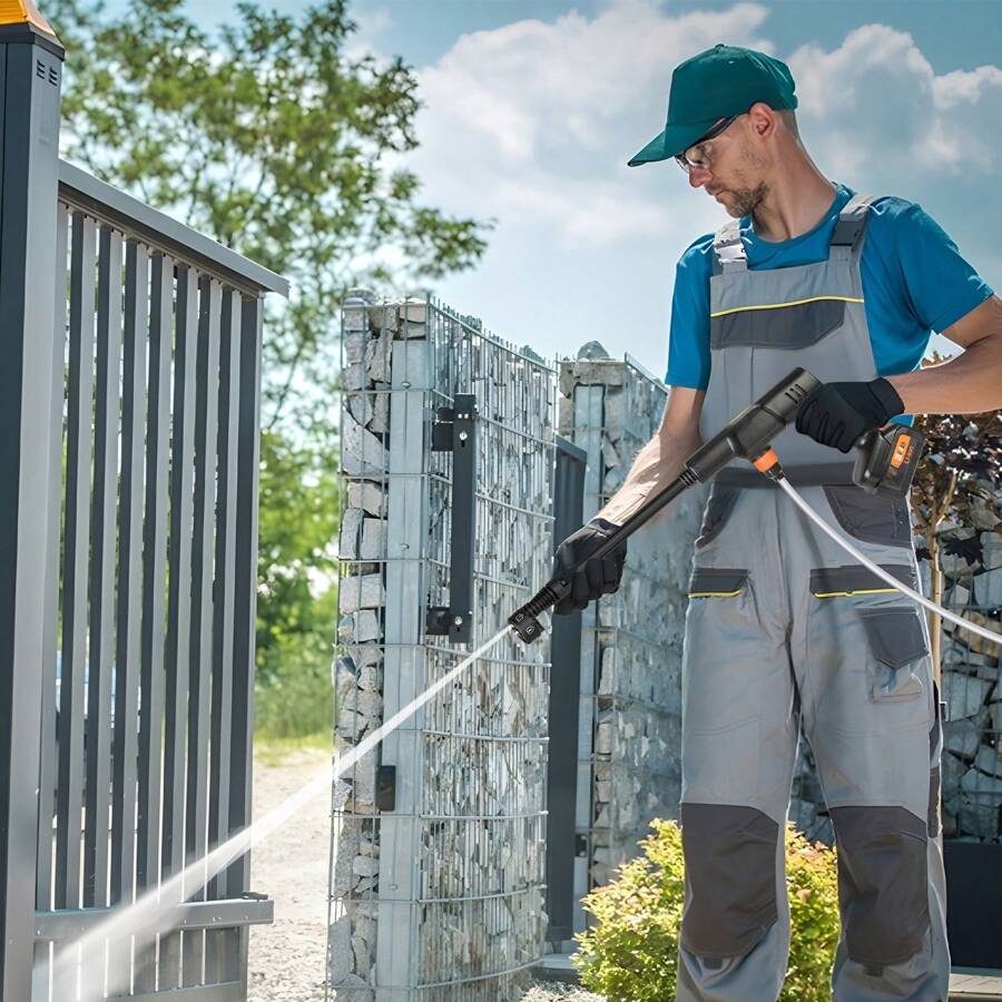 KFFKFF Cordless Pressure Washer, 652-PSI 1.0 GPM Portable Power Cleaner, Handheld High-Pressure Car Washer Gun With 4.0Ah Battery, Charger, 6-In-1 Nozzle, For Home/Floor Cleaning & Watering