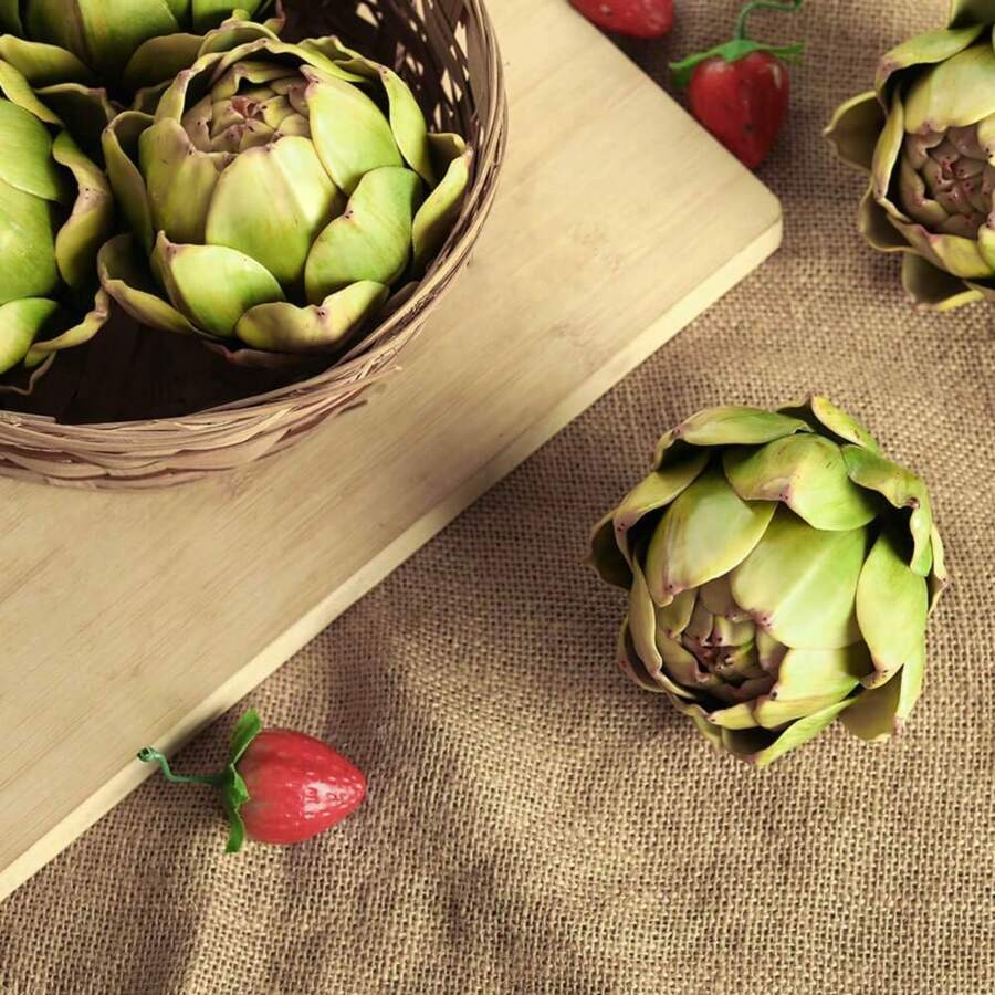 6 Pcs Large Green Artificial Artichokes Fake Vegetables And Fruits For Summer Kitchen Wedding Bowl And Vase Decorations