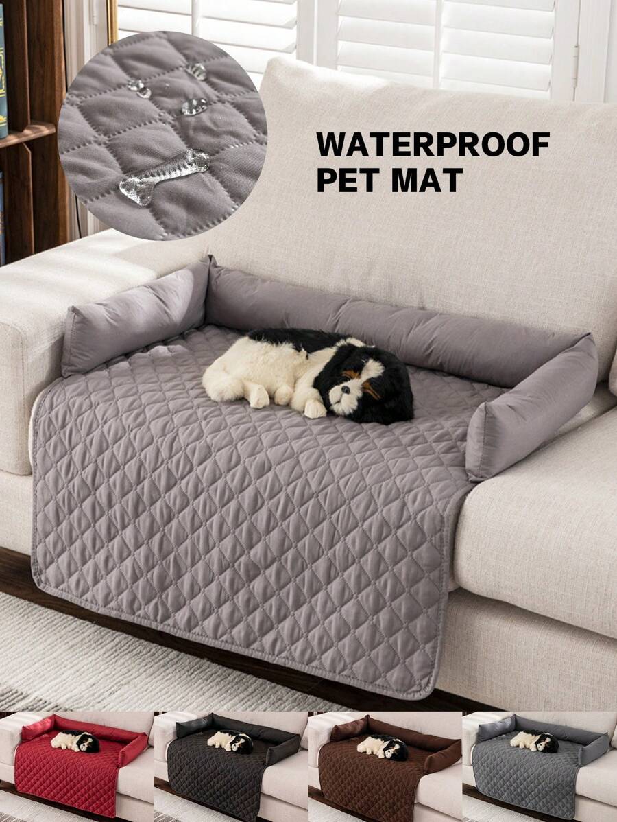 1pc Water-Resistant Anti-Slip Light Grey Pet Sofa Cover With Pillow, Suitable For Cars, Fit For Small/Medium/Large Cats And Dogs, All Seasons