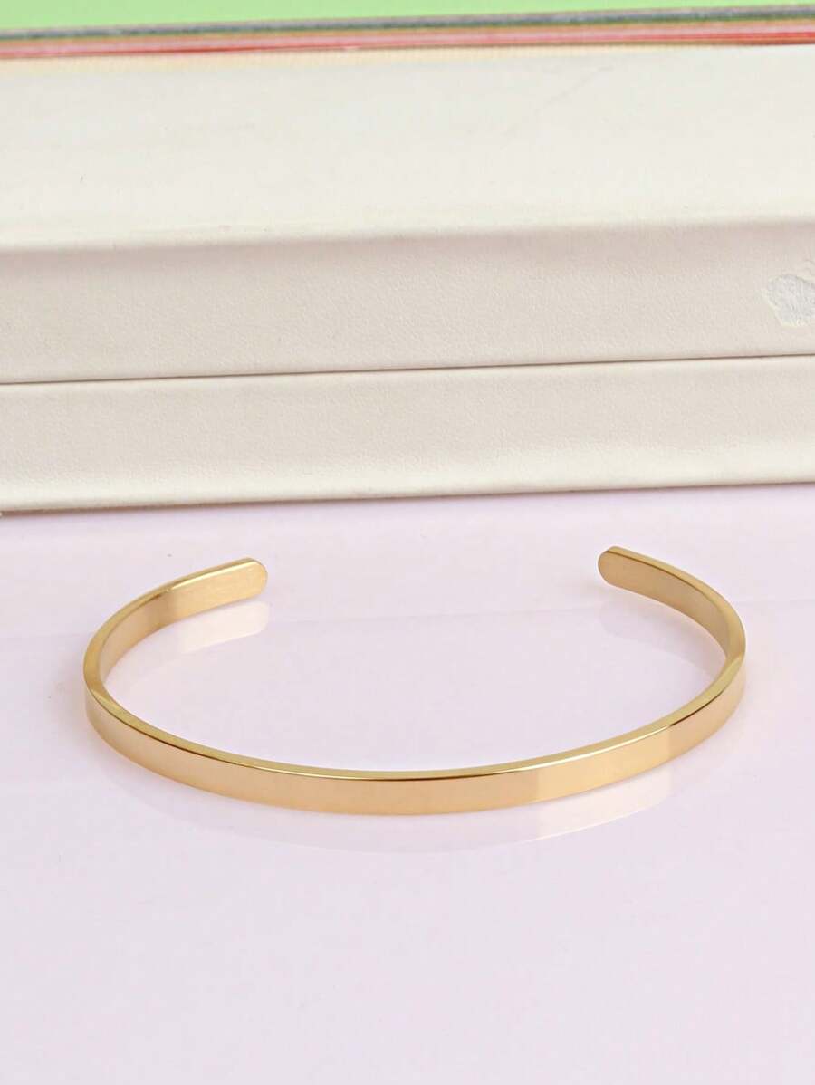 1 stuk elegante, modieuze, eenvoudige C-vormige open armband in goudkleur, geschikt voor dames, feestjes en dagelijks gebruik