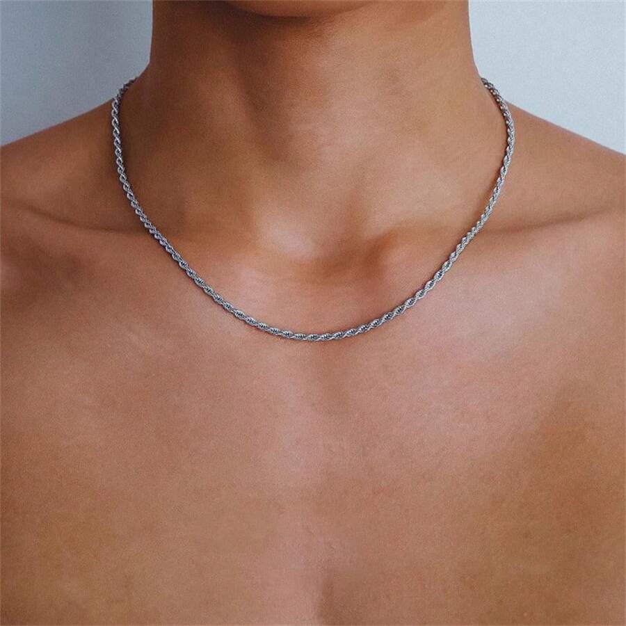 Colar com pingente de prata 925, 16-30 polegadas, 2 mm, masculino, punk, feminino, joia para presente de casamento