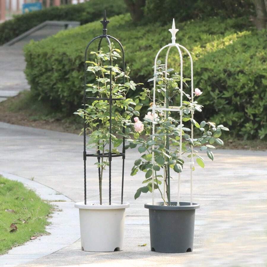 U-Shaped Pointed Flower Stand, Reinforced Steel Tube Coated Flower Climbing Trellis, Outdoor Floral Vine Support, Gardening Accessories