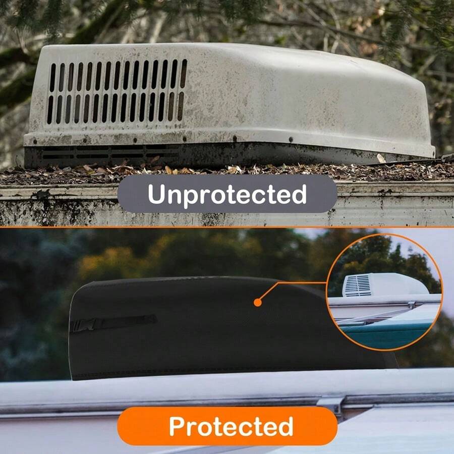 1pc 420D Fabric Outdoor RV Air Conditioner Dust Cover, Black Oxford Cloth, Protective Cover Suitable For All Seasons