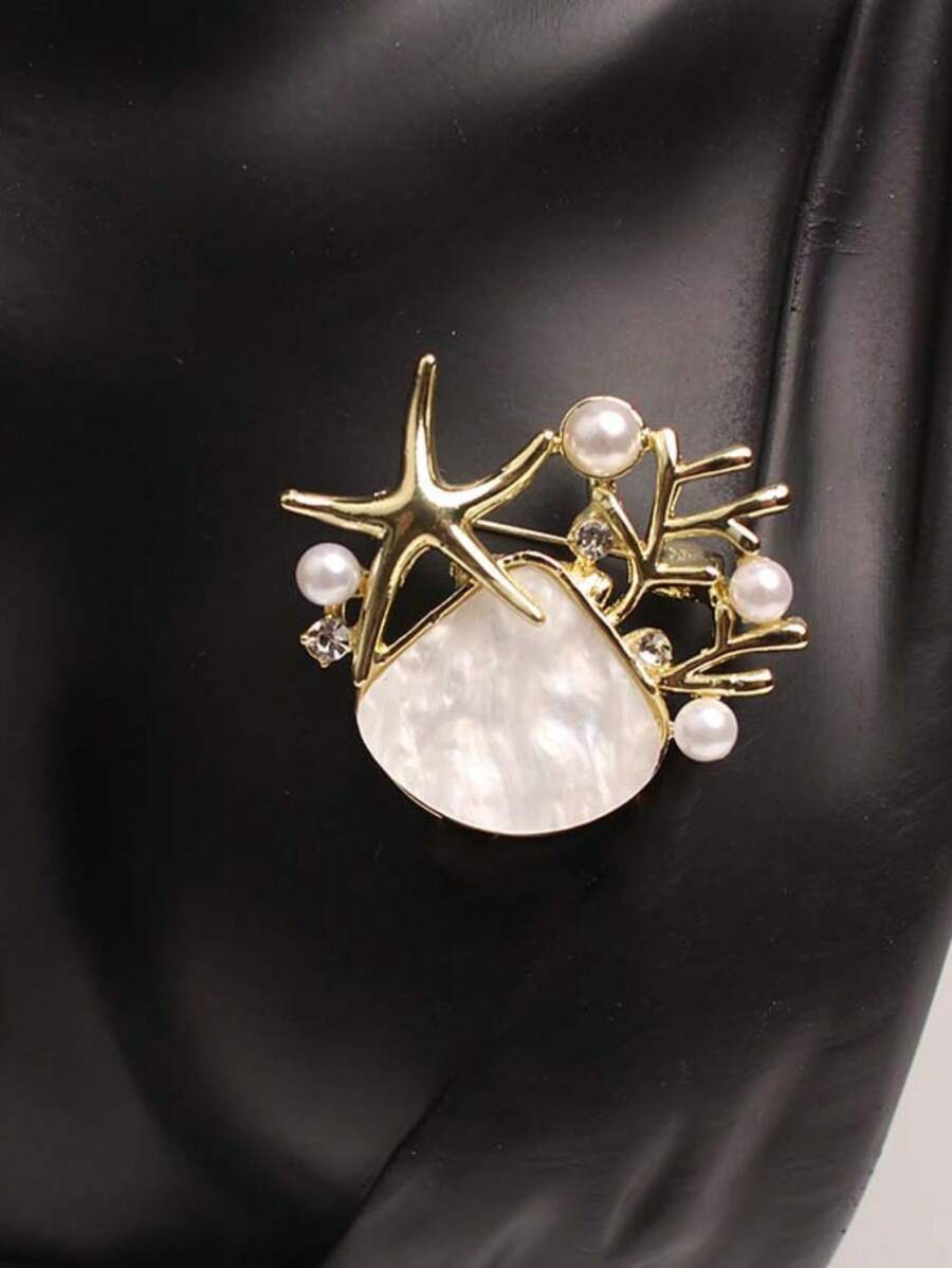 Exquisites Design Glimmerschalen Perle Broschen für Damen, elegante hochwertige Mode Party Hochzeit Anstecker