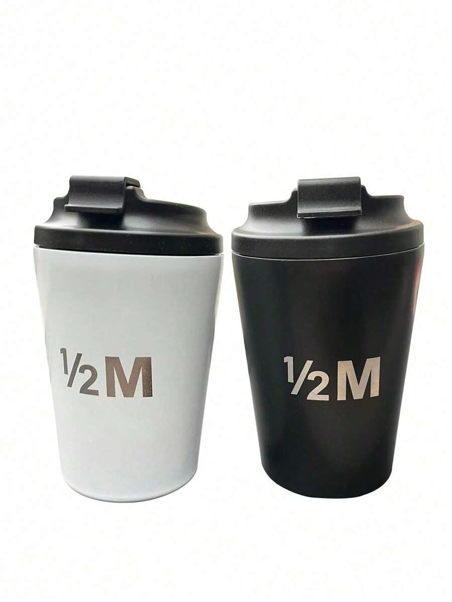 1/2m Double Layer Stainless Steel Coffee Mug Cup Water Bottle Office Tumbler Car Cup, 350ml (12oz), 1 Piece Back To School