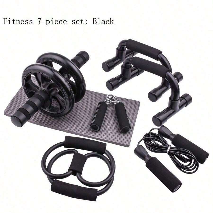 7 Peças de Equipamento de Treinamento Multifuncional, Adequado para Exercícios Abdominais em Casa, Incluindo Um Pequeno Rolo Abdominal Interno, Flexões, Faixas de Resistência, Cordas de Pular e Outros Conjuntos Combinados Multifuncionais de Equipamentos de Treinamento e Fitness Abrangentes para Casa, Acessórios de Academia, Esporte, Academia, Exercícios em Casa, Rolo Abdominal, Rolo Abdominal