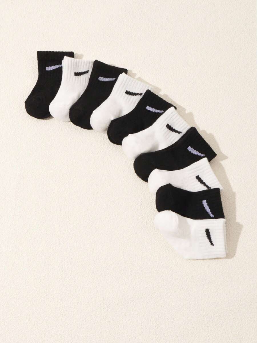 10pcs/Set Toddler/Infant Assorted Candy Color Casual Short Mid-Calf Socks, Summer