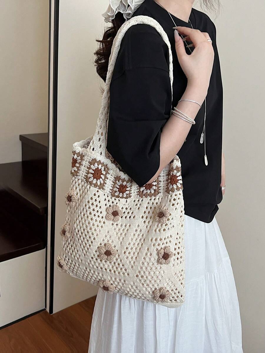 Summer Limited Edition | Handwoven Luxury Vacation Style Tote Bag, Casual Commuter Shoulder Bag For Women, Relaxed Beach Vibe, Fashionable Oversized Handbag With Ample Space, Fashion On Ins