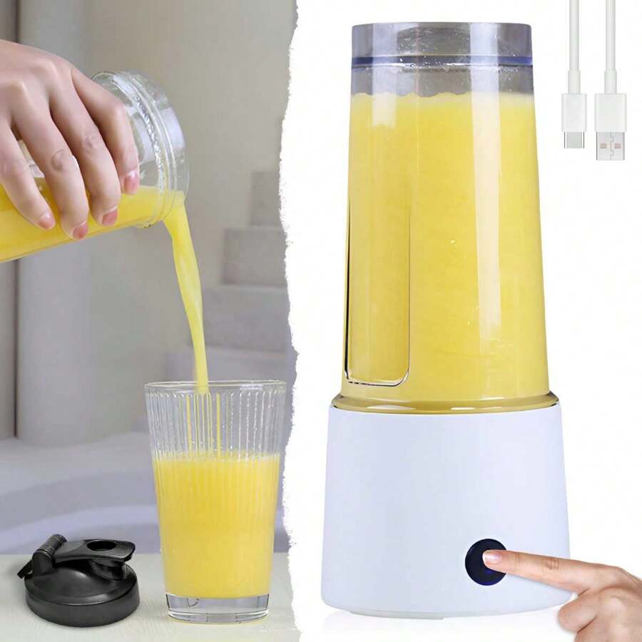 Licuadoras portátiles inalámbricas mejoradas para 2025, batidos y smoothies, 17 onzas 80W recargable, 6 cuchillas, mini licuadora portátil para deportes, viajes y hogar