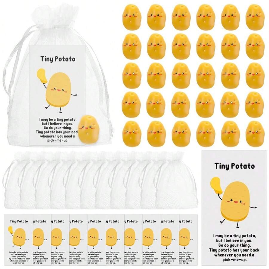 10/20 Sets inspirierendes Kartoffel Geschenk in großer Menge, realistischer süßer Harz Kartoffel mit lustiger Karte in Organzabeutel, positives emotionales Geschenk für Abschluss, Jahresende, Studenten, Lehrer, Krankenschwestern