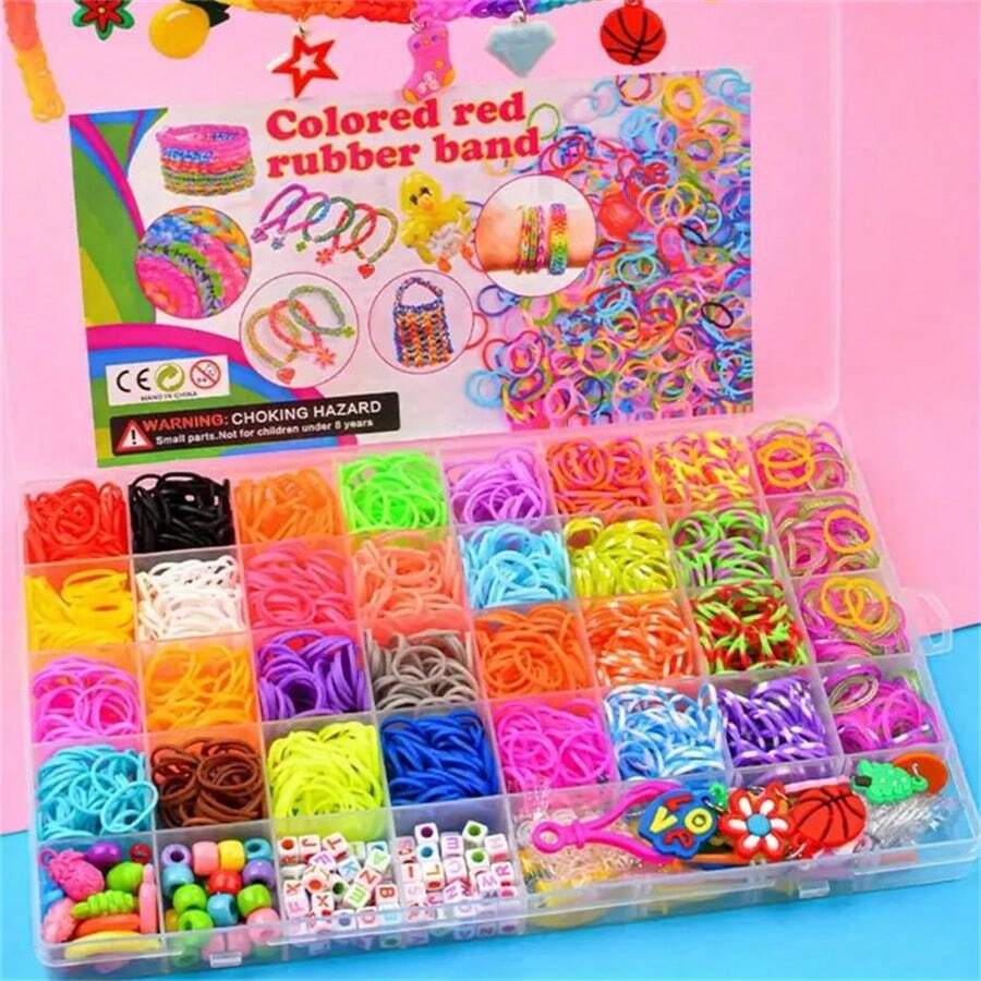 4500-teiliges leuchtendes Webband-Set - DIY Schmuckset mit Gummibändern für einzigartige Armbänder, Armreifen & Basteleien - perfektes Weihnachtsgeschenk, am besten für Weihnachten