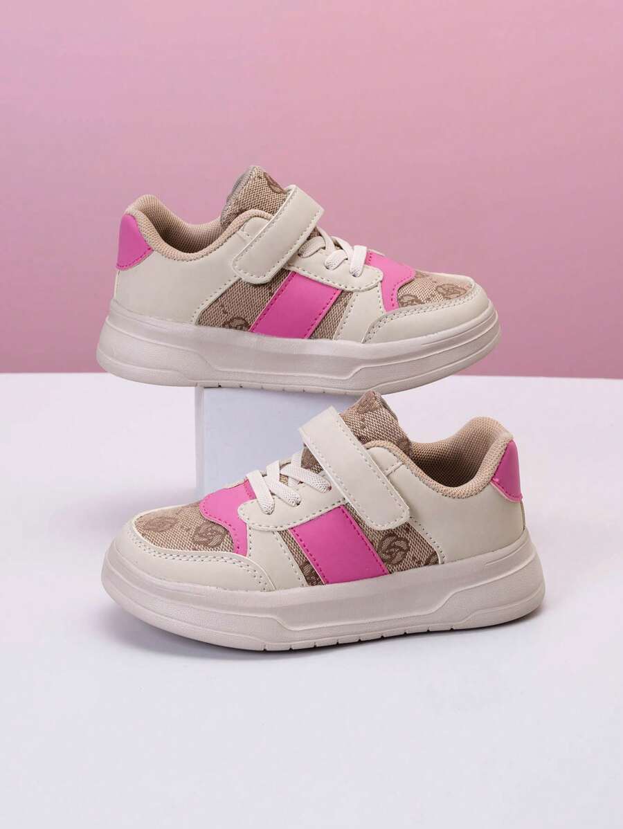 1 Pair Children's Casual Sports Shoes, 4-Season Girls Flat Sneakers, Spring/Autumn New Hook-And-Loop Soft Bottom Lightweight Campus Style Outdoor Shoes