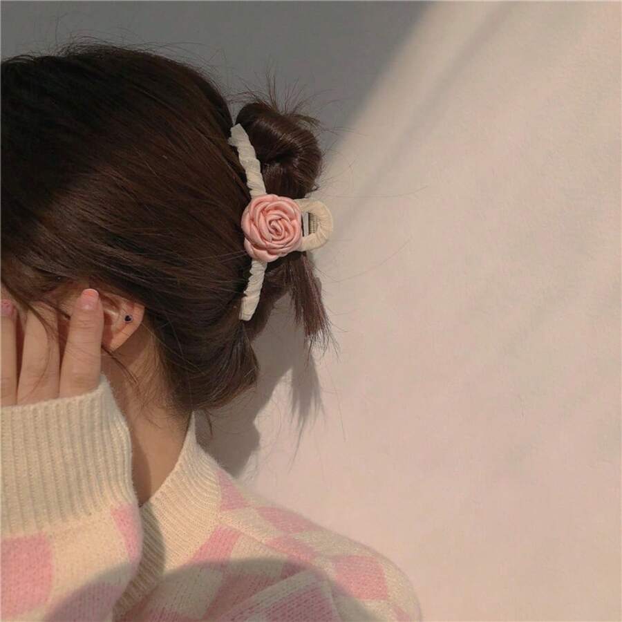 1 Pc Handmade Fabric Flower Hair Clip, Suitable For Daily Wear Hair Claw Claw Clips Hair Jaw Clip Hair Clamps