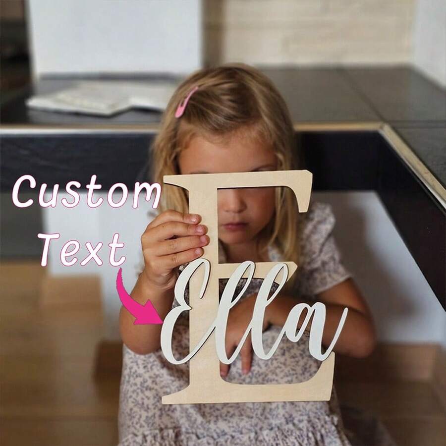 1pc Customized Wooden Name Plate, Customizable Name Up To 26 Letters, Wooden Wall Decor, Suitable For Children's Room, Home Decor, Unique Colorful Kids Room Door Sign, Perfect Customized Gift For Birthday, Children's Day, Back To School, Halloween, Christmas, Graduation