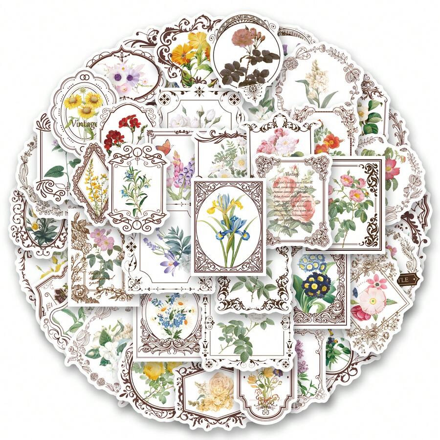 50 pezzi Adesivi per fiori da giardino, adesivi estetici in vinile per scrapbooking, diario, computer portatile, paraurti, skateboard, borraccia, computer, telefono, cartone animato, casco, auto, adesivi e decalcomanie