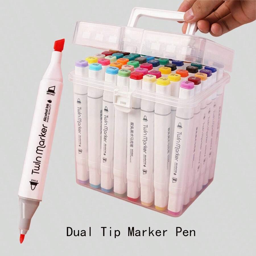 Set di 12/18/24/36 pennarelli a doppia punta olio, strumento di disegno professionale per disegno a mano di anime, set con punte sottili e spesse per studenti d'arte, alta qualità e convenienza, materiale scolastico resistente allo sbiadimento, per il rientro a scuola