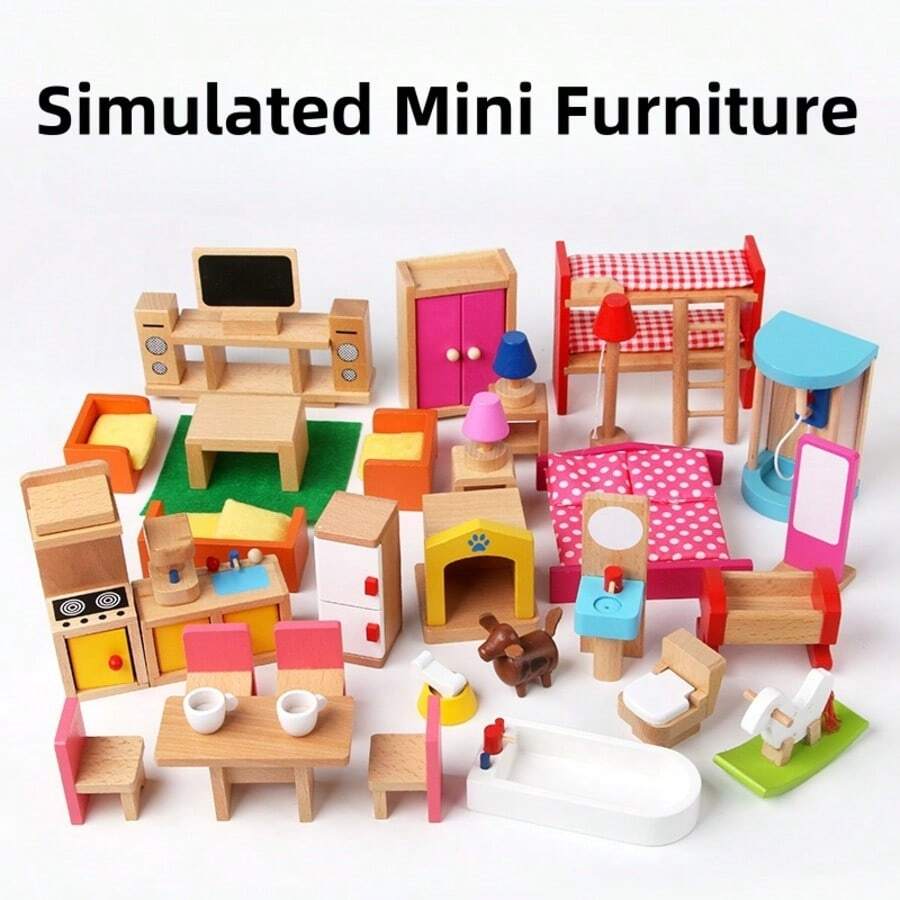 Juego de mini modelos de muebles, juguetes de casitas de juego para niñas, accesorios para el salón de preescolar en el jardín de infantes