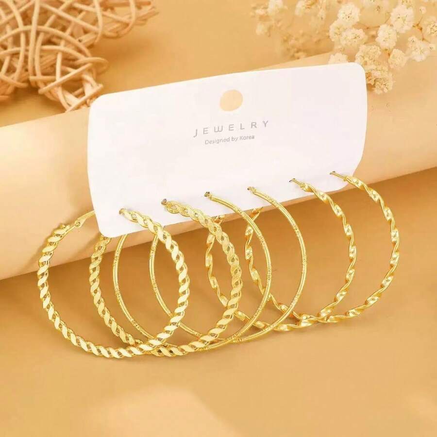 3 pares de brincos de argola minimalistas exagerados com círculo aberto para mulheres, presente de Natal