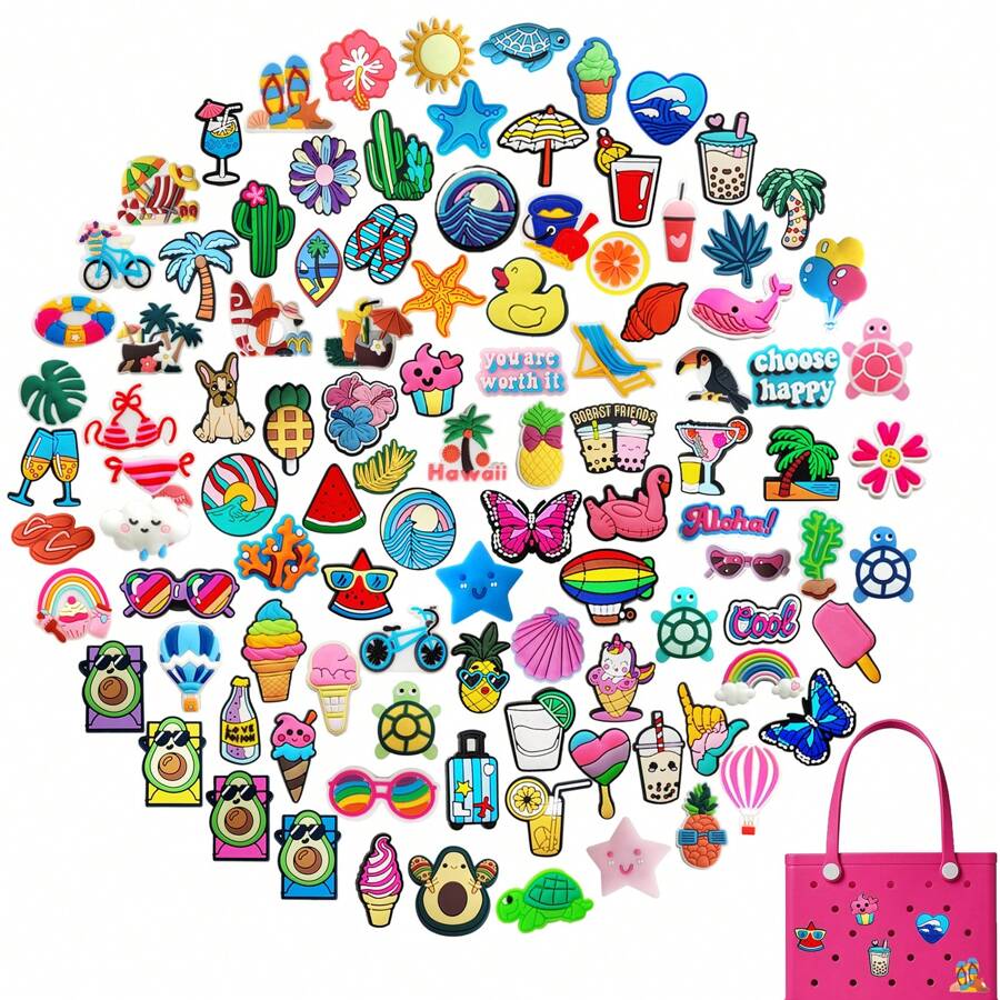 Accesorios varios (10/20/30 piezas) de la serie de playas de Hawaii para hacer manualidades - Accesorios de moda para decorar bolsas de playa, regalos excelentes para fiestas de Navidad, cumpleaños y accesorios de playa de vacaciones