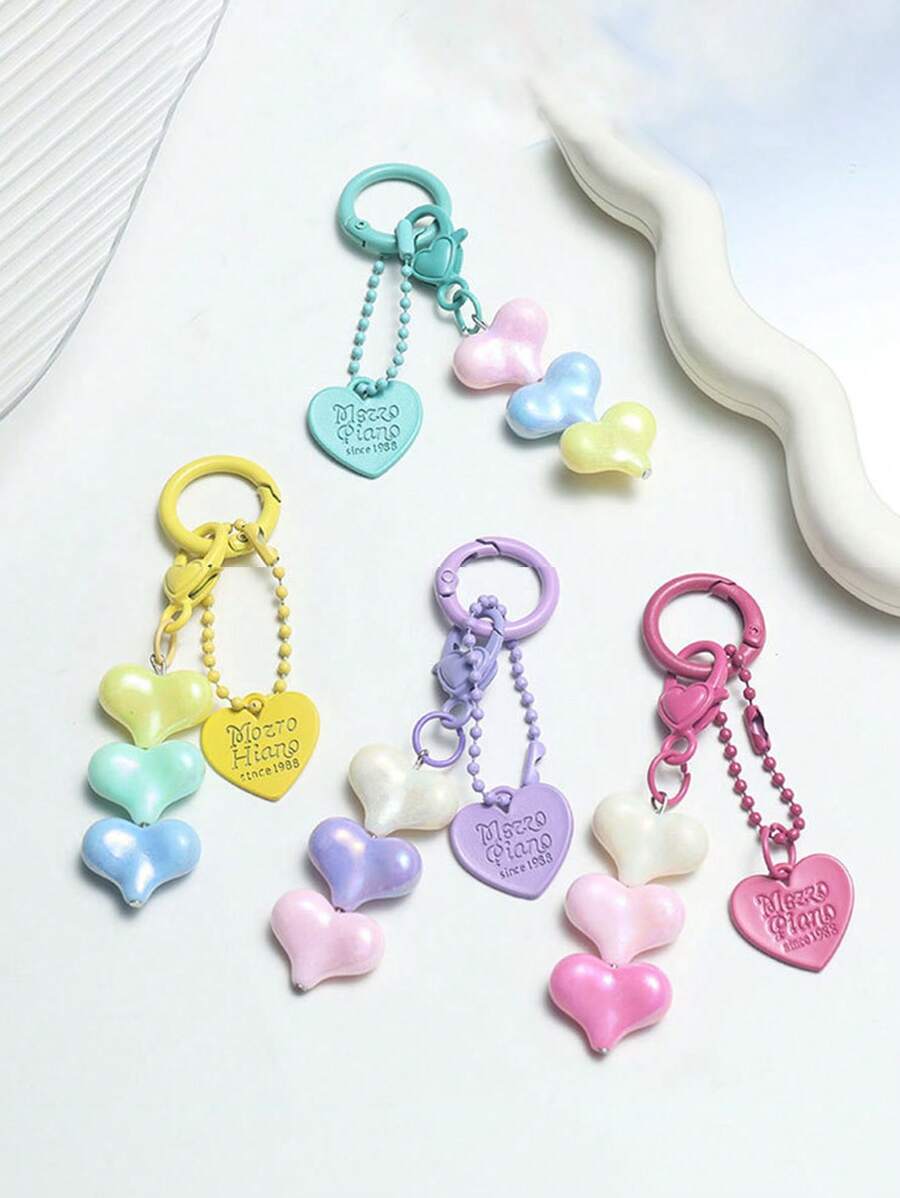 2D Flat, 1pc New Acrylic Colorful Heart Pendant Mobile Phone Case Ornament Accessories Earphone Bag Hanging Ornaments Car Accessories Bag Charm