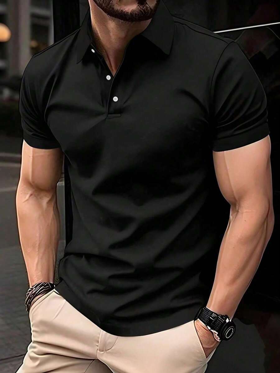 WASSUP OTHER Camisa polo para hombre de negocios, ligera para el verano, camisa de punto casual con cuello vuelto, de manga corta