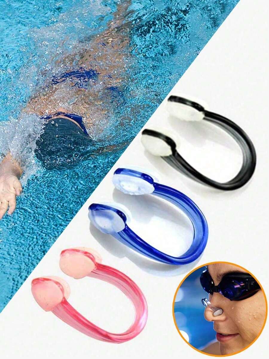 1/3pcs Silicone Swimming Nose Clip, Leakproof Design Nose Clip, Silicone Waterproof Swimming Nose Clip Suitable For Professional Training, Suitable For Adults, Multiple Colors Available