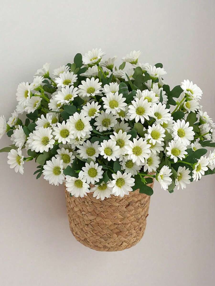 1 bouquet de fleurs de marguerites artificielles orange et blanches, multicolores, sans vase, convenant à la décoration d'intérieur, d'hôtel, de fête pour toutes les saisons, la décoration d'automne