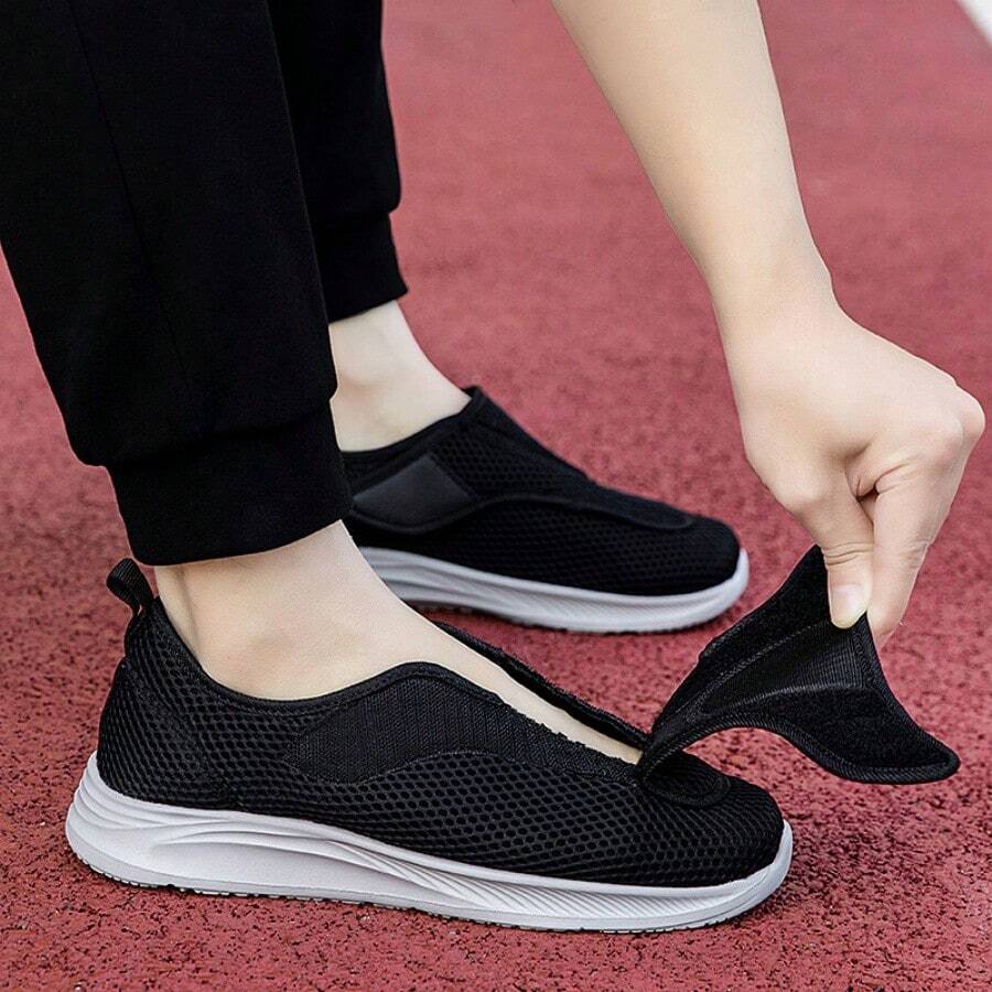 Comfortable Unisex Casual Sports Shoes With Adjustable Soft Sole, Suitable For Wide Or Swollen Feet