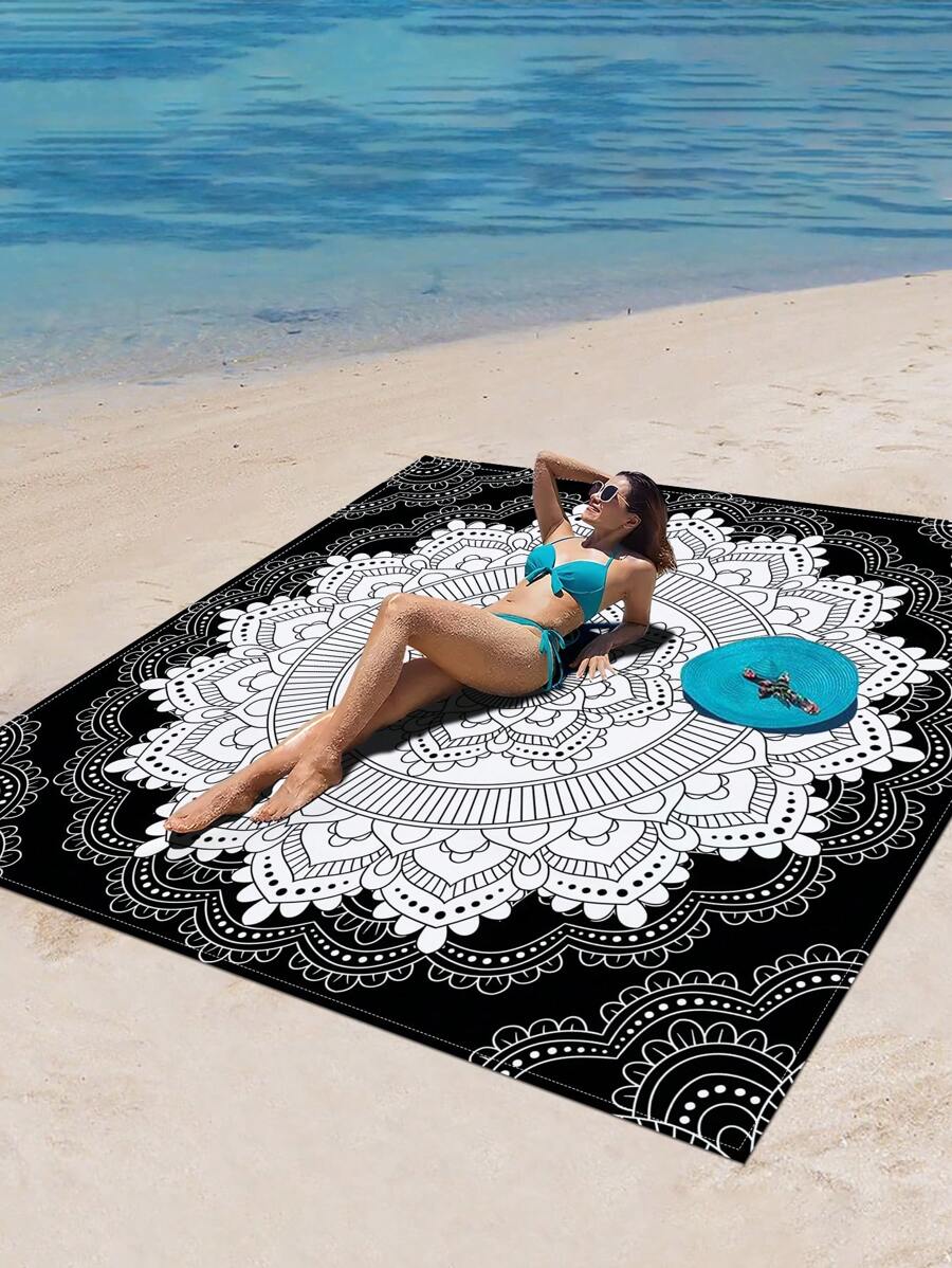 1 Stück neue, wasserdichte und sandabweisende Digital Bedruckte Strandmatte/Strandtuch für den Außenbereich, modisches und frisches Muster, geeignet für Camping und Picknicks Outdoor