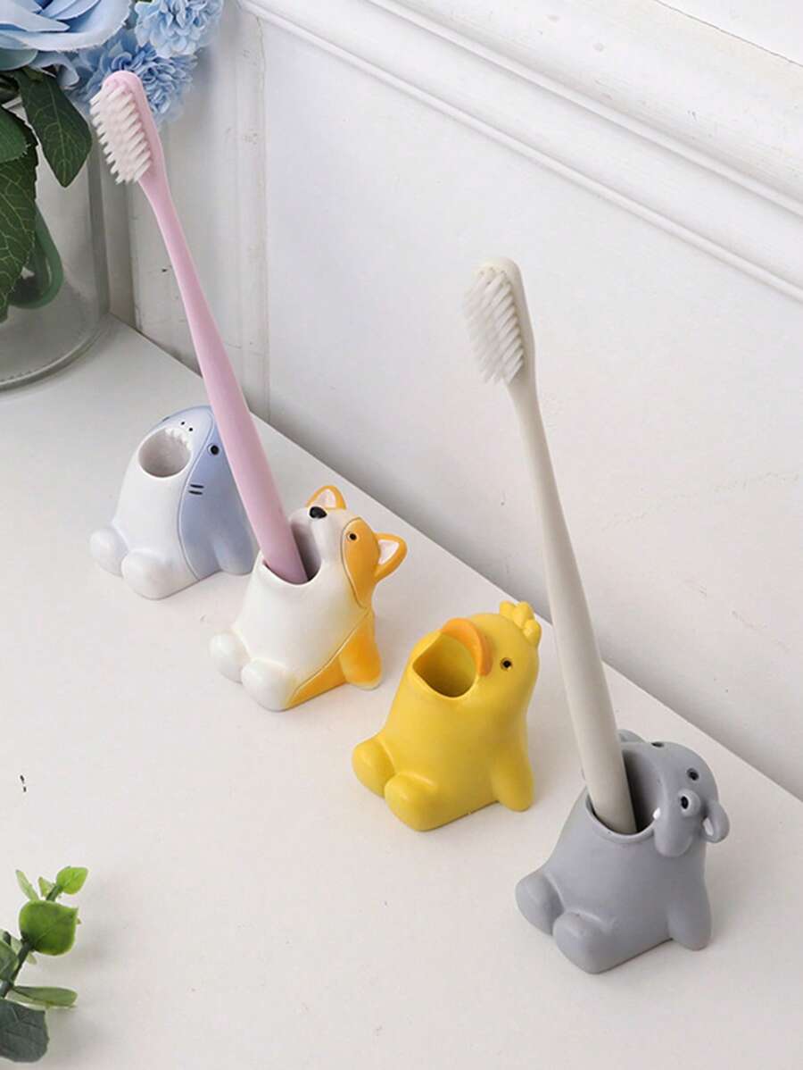 1 pieza Soporte creativo para cepillo de dientes de dibujos animados de animales, estante de almacenamiento adorable, decoración del hogar y baño de múltiples colores para el verano