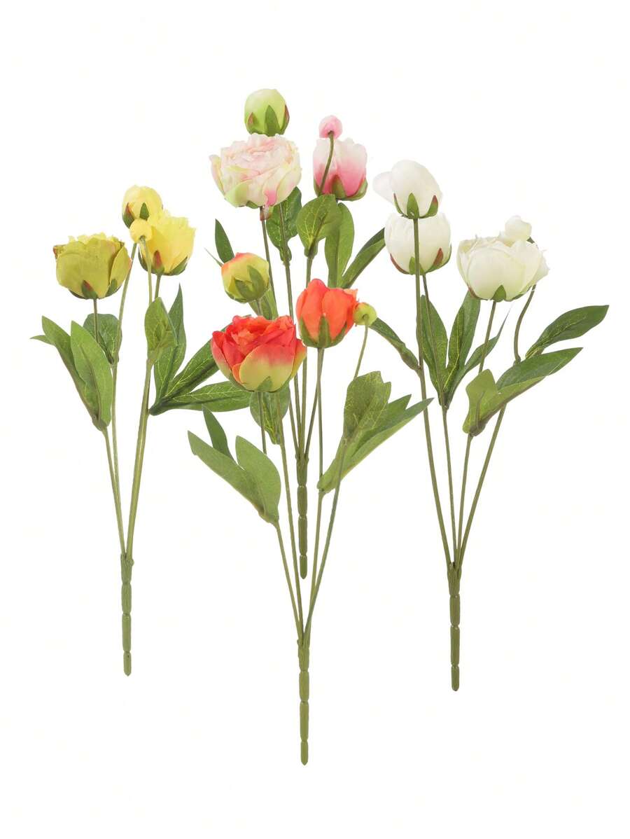 3/6/10pcs Artificial Flowers, Fake Peony Flowers Silk Flower Arrangements Decorations Plastic Flower Bouquet Decor Wedding Table Centerpieces, Artificial Peony Silk Flower Leaf Home Office Wedding Party Festival Bar Decor, Wedding Filler Flowers For DIY Cream Bouquets, Centerpieces, Bridal Shower Decorations & Arrangements