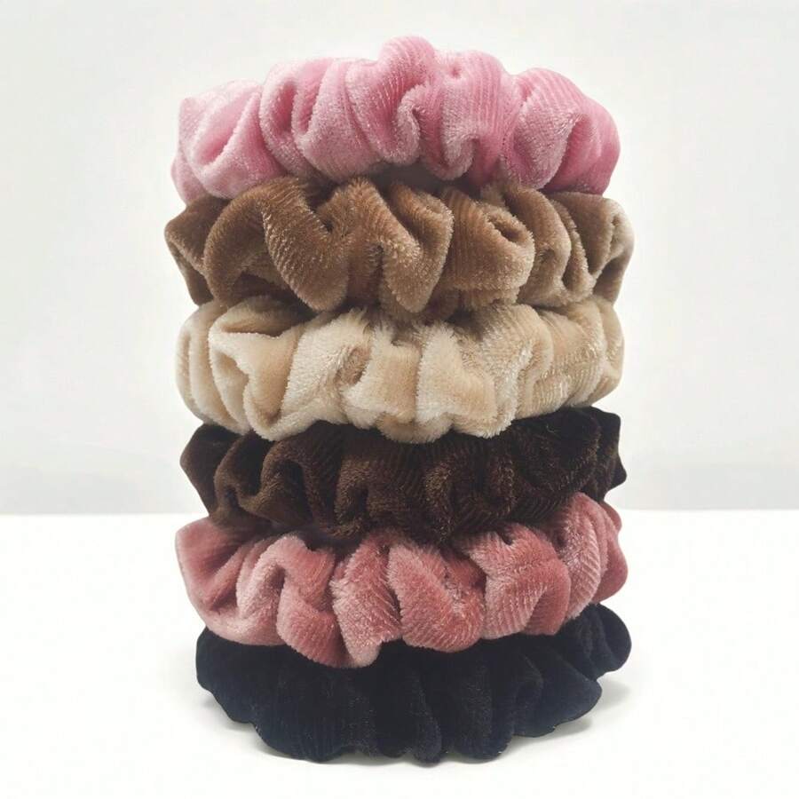 6 Stück bunte Samt Scrunchies, Haargummis als Haarschmuck für Frauen, schonende Haargummis, Haargummis, Haargummis