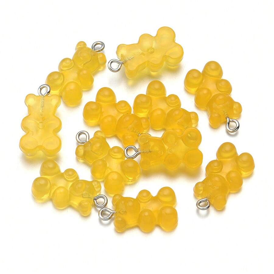 10 piezas de accesorios decorativos de oso de resina de colores múltiples para manualidades DIY